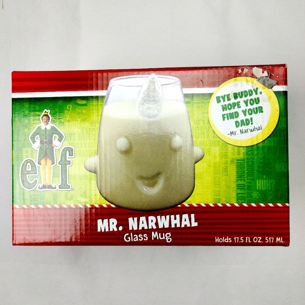 Elf Narwhal Clear Glass Mug